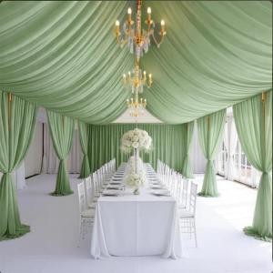 6 Panels Sage Green Chiffon Draping Fabric for Wedding 60" W x 480" L - Easy Hanging, Ceiling Curtains for Wedding Arch, Home Decor, Stages, Party, Canopy Drapes, Ideal for Event Planners