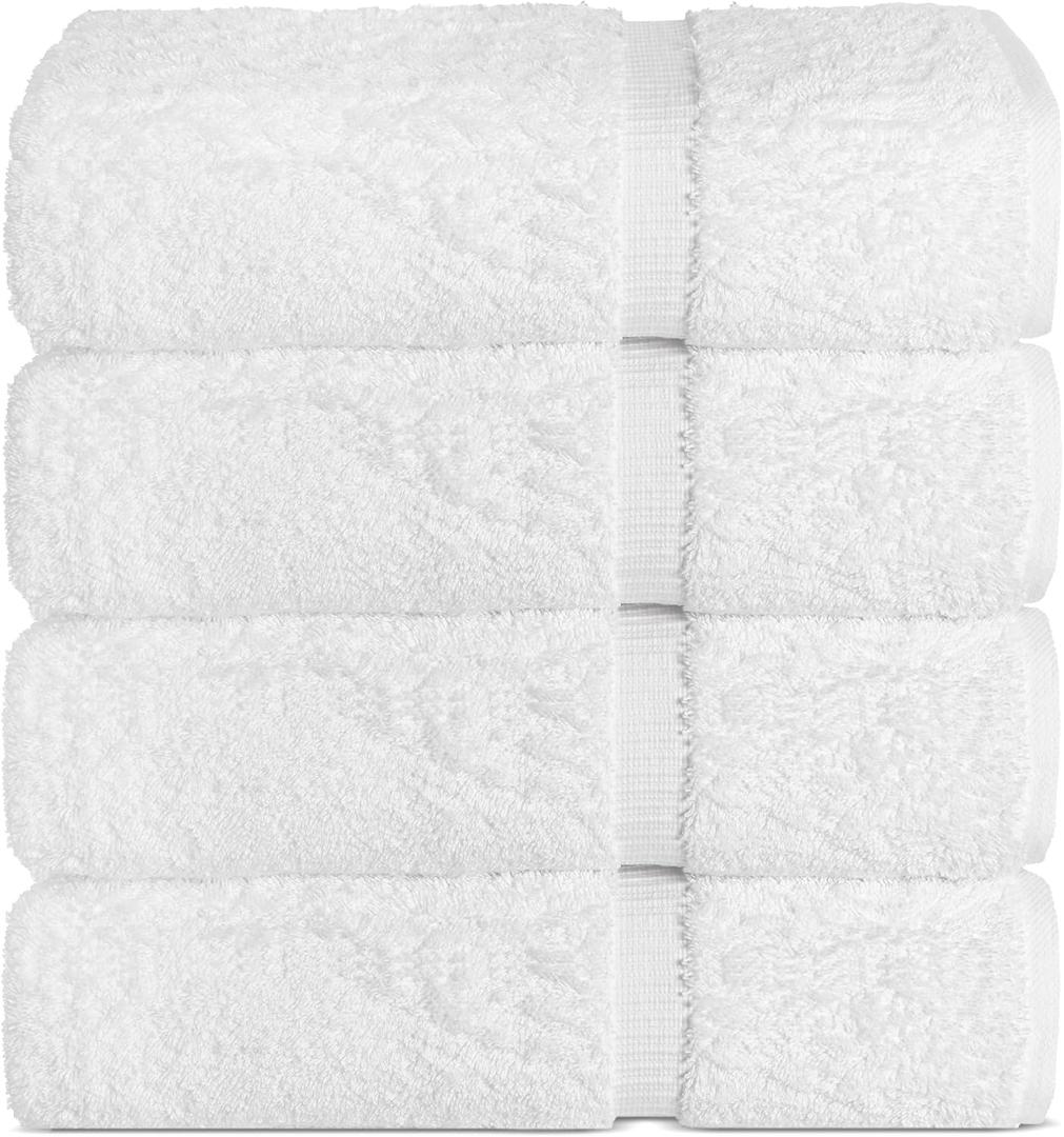 Chakir Turkish Linens | Hotel & Spa Quality 100% Cotton Premium Turkish Towels | Soft & Absorbent (4-Piece Bath Towels, White)