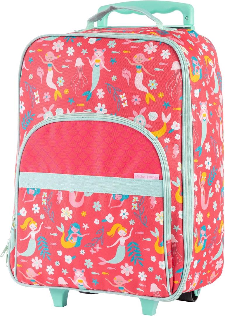 Stephen Joseph, Kids Rolling Carry-On Luggage, 12.5"L x 6.5"W x 18"H, Red Mermaid