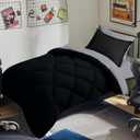 HIG Reversible 5-Piece Twin XL Comforter Set  Black Quilted Down Alternative Bedding Set, All-Season Super Soft Microfiber Bed in a Bag Comforter Sets with Sheets, Pillowcases & Shams