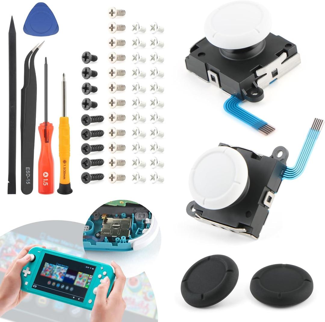 2 Pack Joystick for Nintendo Switch Lite 3D Analog Joysticks Controller Thumbstick Switch Lite Stick Repair Kit Replacement(with Screws)