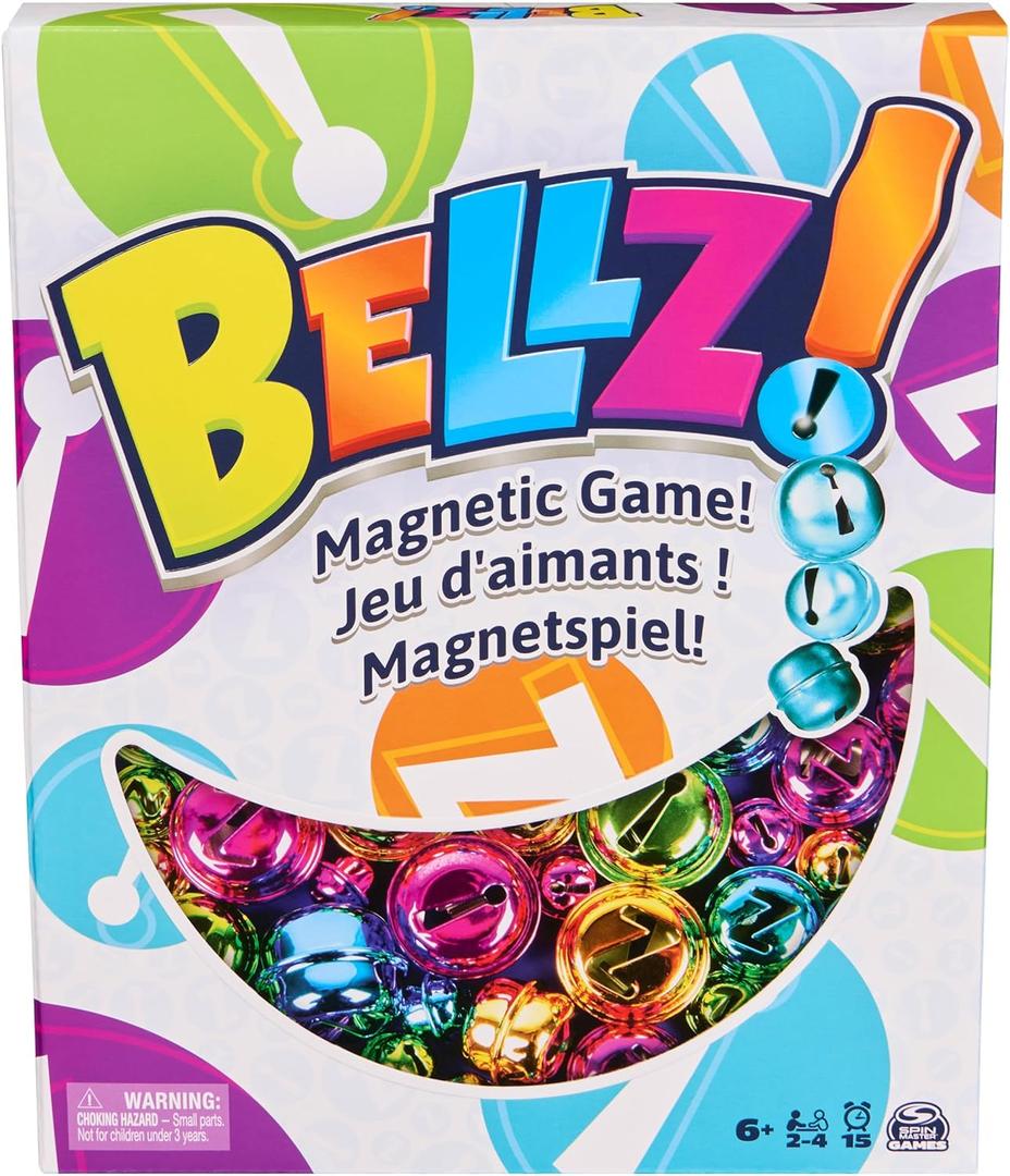 Spin Master Games, Bellz!, The Quick to Pick-up Family Magnet Game with Magnetic Wand & Bells, Storage Pouch, ASMR Sounds, Travel Game, 1-4 Players, for Ages 6 & Up