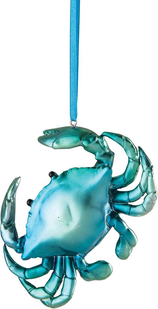 Gallerie II Iridescent Blue Crab Ornament Coastal Beach Gift Beachhouse Christmas Xmas Ornament Multi