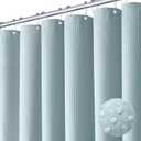 Dynamene Fog Blue Fabric Shower Curtain for Bathroom- Waffle Weave Textured Heavy Duty Cloth , 256GSM Hotel Luxury Weighted Bath Curtain Set with 12 Plastic Hooks,72x72, Fog Blue (72"W x 72"L (Pack of 1))