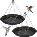 Briwooody 2 Sets 16.7" Bird Seed Catcher Tray Platform Bird Feeder Large Hanging Tray Fits Most Feeders Catches Most Falling Seed and Husk Outdoor Yard Garden Backyard for Attracting Birds, Black