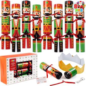JOYIN 8 Pcs Christmas No-Snap Party Favor, Xmas Cute Design Funny Gifts for Kids Includes Party Hat, Jokes & Gifts, Christmas Table Decorations for Dinner Traditions Party Supplies (Style: Nutcrackers)