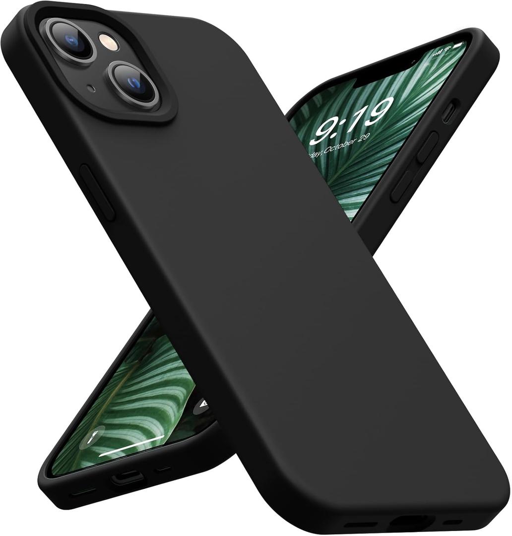 OuXul for iPhone 14 Case,iPhone 13 Case Shockproof Liquid Silicone Protective Phone Case with Soft Anti-Scratch Microfiber Lining Ultra Slim Drop Protection Phone Cover 6.1 inch (Black)