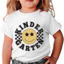 MODNTOGA Kid Girl Boy First Day of School Shirt Cute Face Kindergarten Graphic T-Shirt Short Sleeve Back to School Tee Tops (White, 4-5 Years)