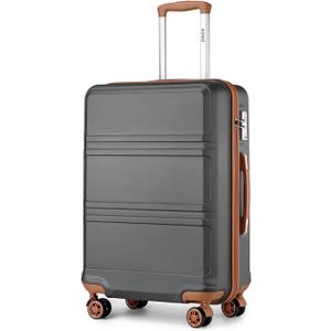 Kono 24 Inch Luggage Suitcase with Spinner Wheels TSA Lock Lightweight PC+ABS Hardside Medium Checked Luggage Durable Rolling Suitcase Apricot Grey