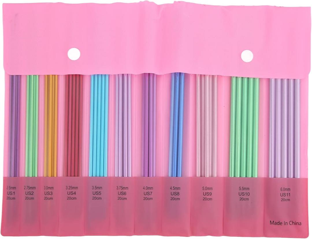 KooingTech 55PCS Double Pointed Knitting Needles Set, 2.5mm-6.0mm Knitting Needles, Aluminum Alloy Needle Point Suitable for Daily Household Weaving and Handcraft Enthusiasts