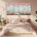 Botanical Wall Art for Girls Room Pink Tree Wall Decor Plant Pictures Wall Art Bedroom Decor for Women Graffiti Wall Paintings Living Room Home Decoration 20"x 40"