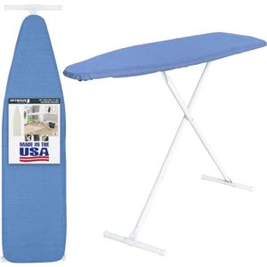 Full Size Ironing Board with Cover & Pad  Made in USA by Seymour Home Products Adjustable Steel T-Legs, 35" High Perforated Top for Steam Durable Iron Board for Home, Laundry Room (Dark Blue)