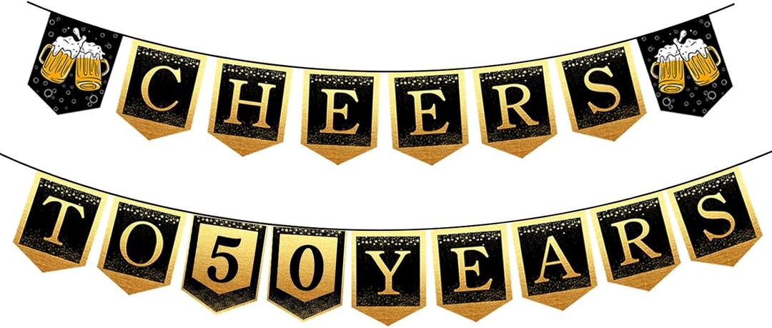 50th Happy Birthday Banner, 50 Year Old Birthday Decorations for Women or Men, Amazing Party Bunting Decoration, Hanging Decor for Mother or Dad