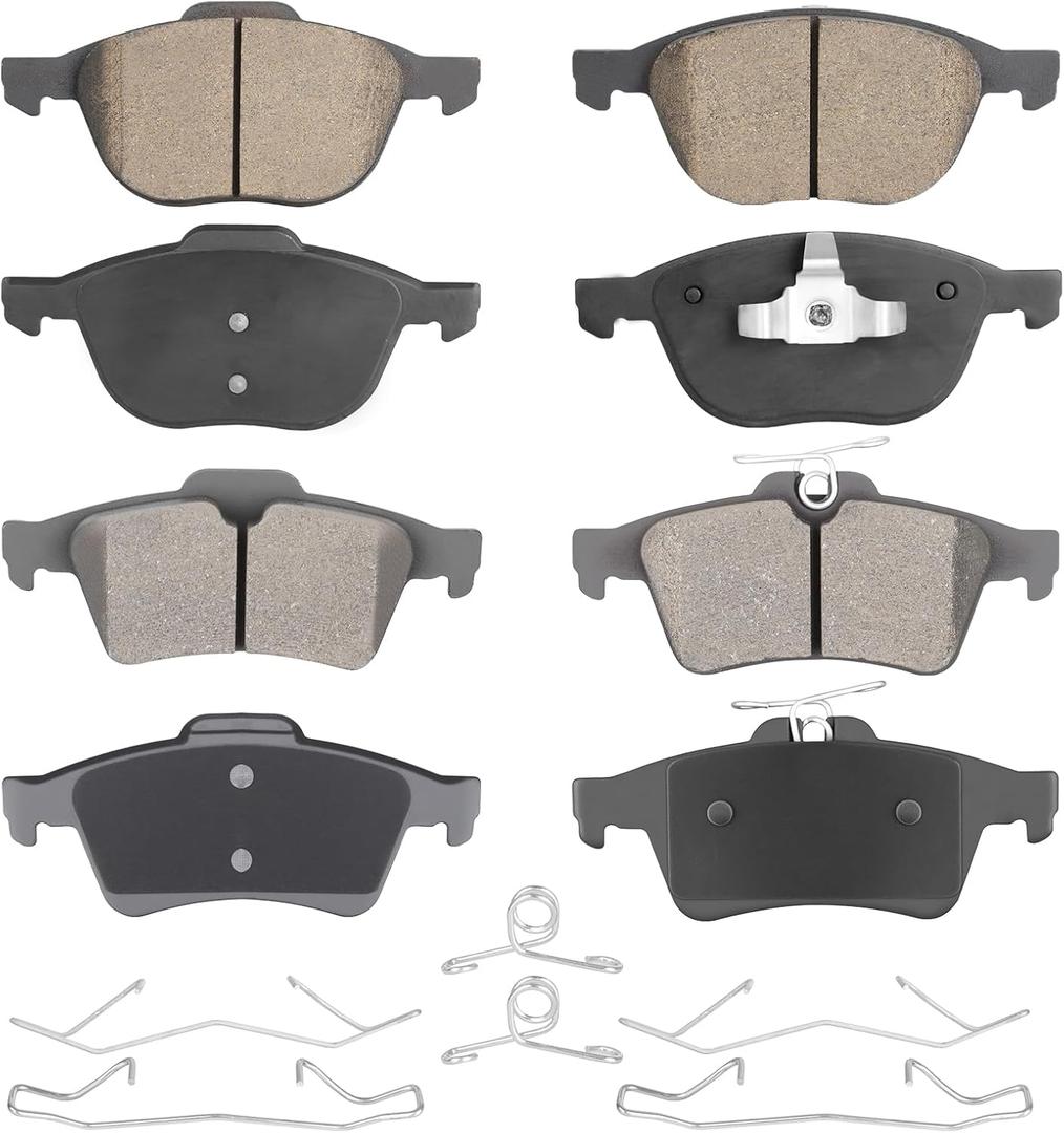 Front & Rear Ceramic Brake Pads Set for Ford Escape 13-16 FWD, Focus 12-18, for Mazda 3/5, for Volvo C30/C70/S40/V50 Select Models 8PCS