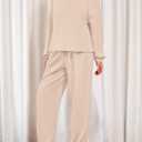 PRETTYGARDEN Women's Two Piece Lounge Sets 2025 Fall Airport Outfits Long Sleeve Pullover Tops Sweatpants Matching Clothing (XX-Large, Beige)