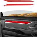 for RAM Front Door Interior Trim Cover Strips Fit for RAM 2018-Present Red Interior Accessories 2pcs