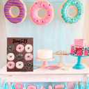 2 Pcs Wood Donut Wall Display Stand Reusable Rustic Doughnut Board Holder Donut Party Supplies for Wedding Birthday Family Party Festival Table Decor (Curry and Black)