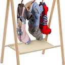 Morimoe Garment Rack for Pets/Dolls/Baby, Hanger Rack, Dress up Storage, Clothes Organizer, Wooden (Beige, Medium)