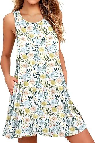 BISHUIGE Women's Summer Casual Dresses Sleeveless Round Neck Tank Dress Beach Cover Up for Bikini Swimwear Vacation
XL