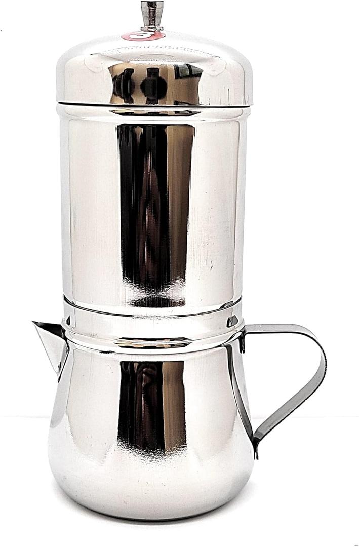 KERAM Coffee filter indian style 200 ml(6.8 Oz) 3-4 cup with kettle-south indian filters/drip/dripper coffee bar accessories for camping/outdoor traditional madras/french press-pour over alternative