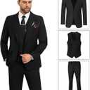 Mens Suit Slim Fit 3 Piece Double Breasted Suit Men Formal Tuxedo Set Casual Wedding Prom Groom Suits (Blue, XL)
