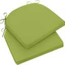 Outdoor Chair Cushions for Patio Furniture - Patio Chair Cushions Set of 2 - Water Resistant Round Corner Outdoor Seat Cushions 17"X16"X2", Grass Green (17"x16"x2"(Pack of 2), Solid Color/ Grass Green)