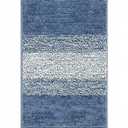 Luxury Soft Bathroom Rugs Set of 2, Non Slip Washable Plush Bath Floor Mats, Microfiber Shaggy Absorbent Striped Bath Carpet for Tub, Bathroom and Shower (16"×24"  Blue)