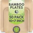 Palm Leaf Plates 10 Inch & 7 Inch Square Bamboo Plates [50-Pack] - Biodegradable and Compostable for Appetizer and Dinner - Disposable Wood Dinnerware Set - Party Pack