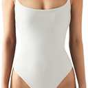 SUUKSESS Women Sexy Square Neck Thong Bodysuit Backless Cami Bodysuit Top (Medium, 01 White)