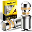 AUXITO 1156 LED Bulbs Amber Yellow 400% Super Bright 7506 BA15S P21W LED Bulb with Projector for Front Rear LED Turn Signal Bulb DRL Marker Blinker Parking Lights, Pack of 2
