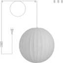 15.7in Plug in Hanging Lamp Large Lantern, White Imitation Silk