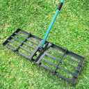 Breeze Touch Lawn Leveling Rake 48x10 Weighted & Collapsible Plate, Heavy Duty Yard Leveler Rake with 77" Adjustable Stainless Steel Handle, Lawn Tools for Gardening, Golf Course, Farm, Pasture