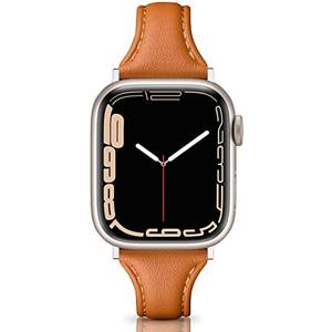 Eyamumo Leather Band Compatible for Apple Watch Band 38mm 40mm 41mm 42mm Series 10, Slim Thin Elegant Genuine Leather Strap Compatible for iWatch Series 10 9 8 7 6 5 4 3 2 1 SE Women