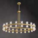 48" Gold Wagon Wheel Crystal Chandelier, Modern Round Chandelier for Dining Room Table, K9 Crystal Ceiling Chandelier for Living Room Entryway Foyer, Includes 40 G4 Bulbs