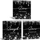 Conipit Black And White Glam Glitter Canvas Wall Art Laugh Live Love Inspirational Pictures 3 Pcs Framed Fashion Art Modern Artwork For Bathroom Bedroom Wall Decor12''x12''x3pcs