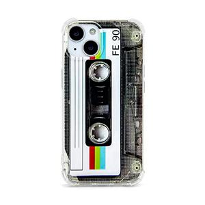 FAteamll Case for iPhone 14 Matte Finish Heavy Duty Soft Back Cover with Reinforced Corners TPU Soft Bumper Retro Cassette Tape Case Compatible with iPhone 14