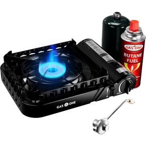 GasOne 15,000 BTU Propane or Butane Stove Dual Fuel Stove Portable Camping Stove - Patented - with Carrying Case Great for Emergency Preparedness Kit