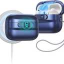 ESR for AirPods Pro 3 Case (2025), Compatible with AirPods Pro 3 (USB-C Cable), MagSafe Ready, Magnetic Lid Lock, Full Drop Protection Cover with Lanyard, Navy Blue