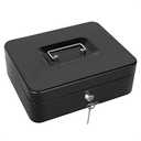 Cash Box with Lock and Money Tray Metal Money Box Large Cash Lock Box for Money 9.84" x 7.87" x 3.54" Black