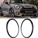 Osompar Headlight Trim Ring Headlamp Bezel Driver Passenger Side Compatible with 2014-2021 Mini Cooper F55 F56 F57 Replaces 51137449209 51137449210 Black Pair