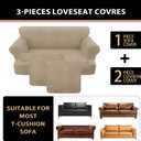 Sofa Covers 3 Piece T Cushion Sofa Slipcovers, Stretch Couch Cover with 2 Individual T Cushion Covers, Machine Washable Furniture Protector for Living Room(Island Fossi, 2 Cushions)