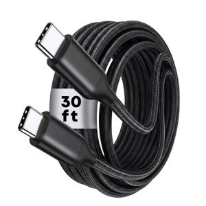 Extra Long 30Ft USB C to USB C Cable, [Charge Only/No Data] 60W USB Type-C to Type-C Cable, Durable Nylon Braided USB-C to USB-C Charger Cord for iphone Series, Macbook Pro/Samsung Galaxy/Switch/Pixel
