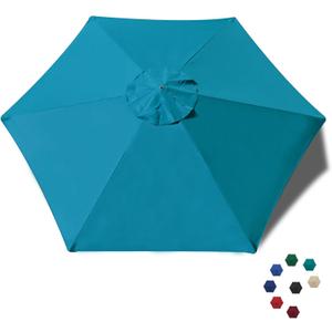EliteShade USA 7.5FT Replacement Covers 6 Ribs Market Patio Umbrella Canopy Cover (CANOPY ONLY) (Teal)