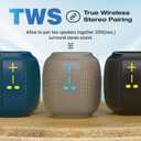 Portable Wireless Speaker, BT5.3, IPX6 Waterproof,Stereo Sound, RGB Lights,TWS Pairing,TF-Card in, for Home Theater, Party,Outdoor Travel (Gray)