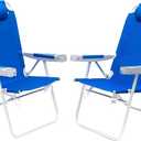 SUNNYFEEL 17" Tall Oversized Beach Chairs 2 Pack for Adults Heavy Duty 500 LBS, 5 Position, Portable High Folding Camping Chair with Cup Holder for Outdoor/Lawn/Trip, Foldable Sand Chairs for Adults
