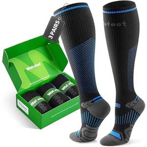 WAKEFEET Compression Socks for Men Women 3 Pairs, Compression Stockings, Fragrance Flight Socks for Nurse,Pregnancy,Travelling, Runing, Circulation