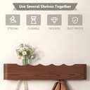 Wall Mounted Coat Rack with Shelf, Wooden Entryway Organizer with Hidden Metal Hooks for Hanging Coats Bags Keys, Modern Floating Shelf for Hallway Bathroom