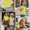YooAurvox Girls Short Sleeve Shirts 5-14Y, Bright Yellow, 13-14 Years