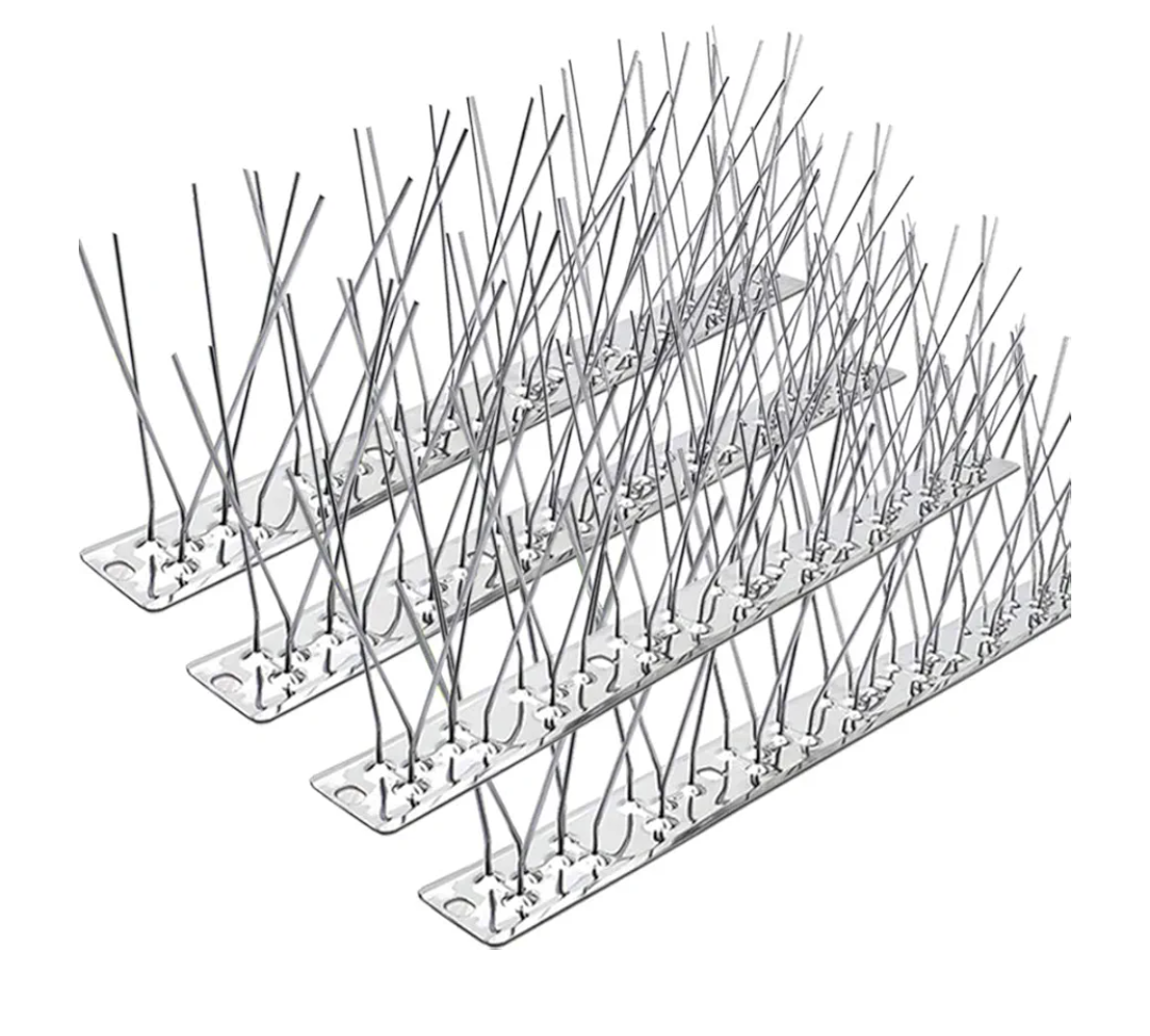 PANGCH Bird Spikes,Stainless Steel Bird Spikes Metal Bird Spikes Fence Spikes Easy to Install - 10 Strips 10.82 Feet Coverage