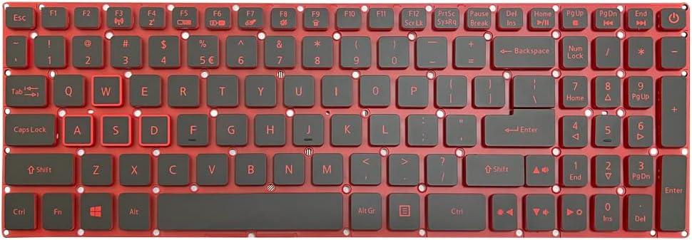 GinTai Laptop US Keyboard Red Lettering with Backlit Replacement for Acer Nitro 5 AN515-31 AN515-41 AN515-42 AN515-51 AN515-52 AN515-53 AN515-53-55G9 LG5P_A52BRL NKI151306B G5P_A53BRL NKI151306FT